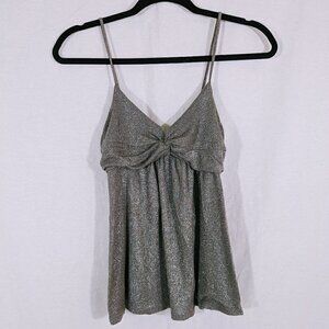 Papaya Gray/Silver Glitter Y2K Spaghetti Strap Top Size S
